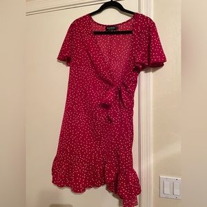 Red Polka Dot Wrap Dress
